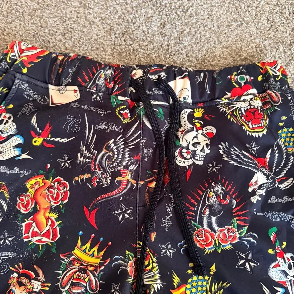 Ed Hardy Tattoo Print Swim Shorts Mens Small